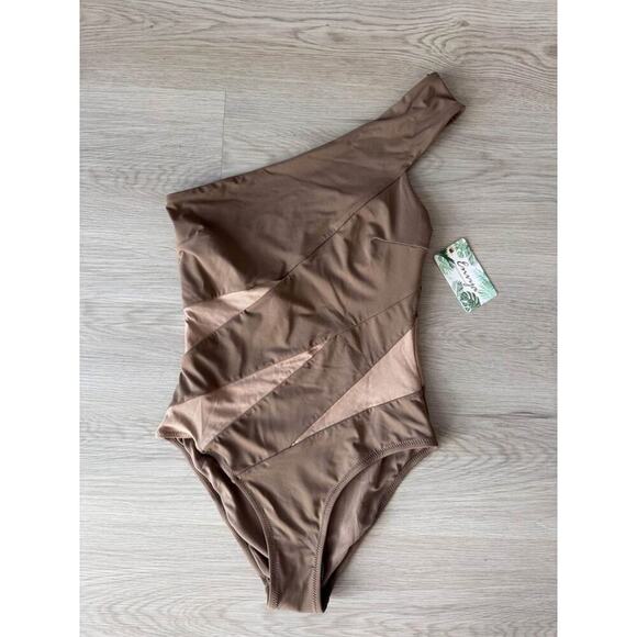 NWT Envya Women’s Small Kaile Mesh One Shoulder Swimsuit - Picture 1 of 4